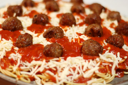 Spaghetti & Meatballs Pizza