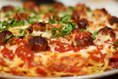 Spaghetti & Meatballs Pizza