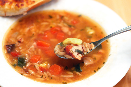 Roasted Vegetable & Toasted Orzo Soup