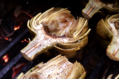 Grilled Artichokes with Garlic-Chive Aioli