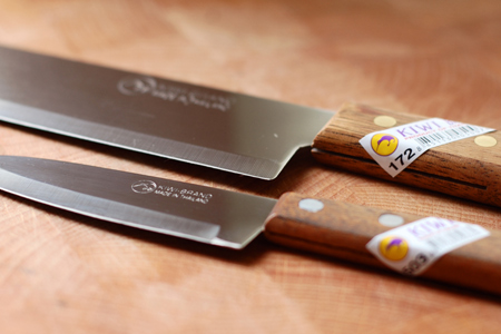 Set of 2 KIWI - Chef's Knife Cook Utility Knives No-171,172 Stainless Steel  Wood